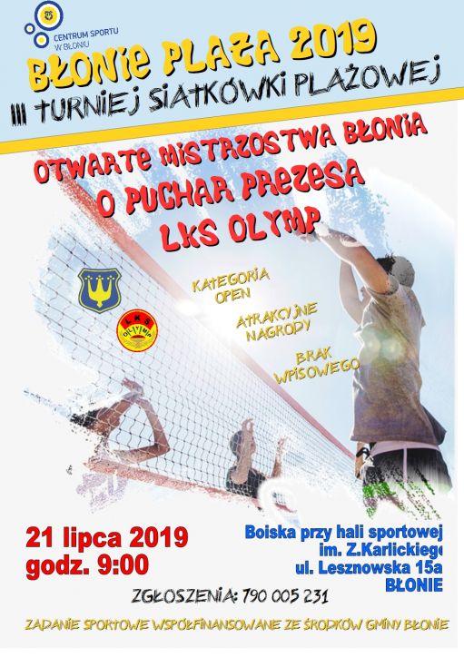 III Turniej Siatkówki Plażowej BŁONIE PLAŻA – 21.07.2019